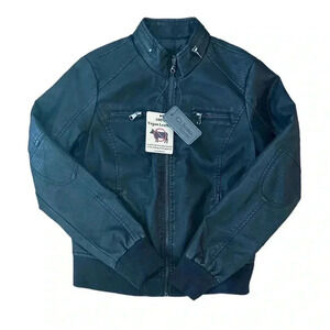 Ci Sono By Cavalini Women’s Medium Black 100% Vegan Leather Bomber Jacket